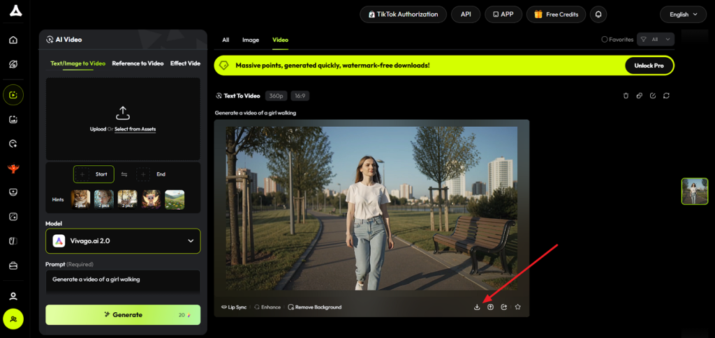 save completed ai video output