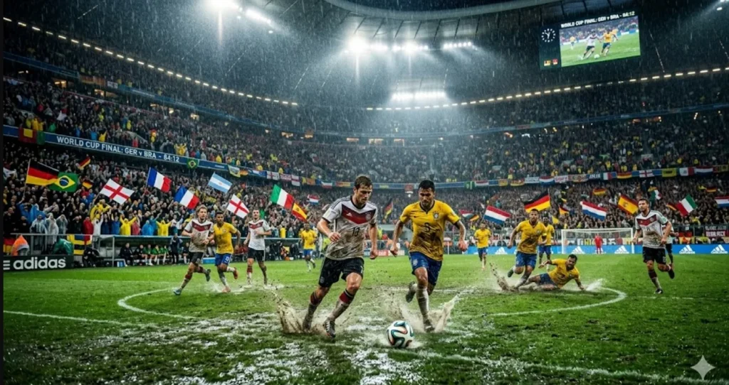 playing football in rain