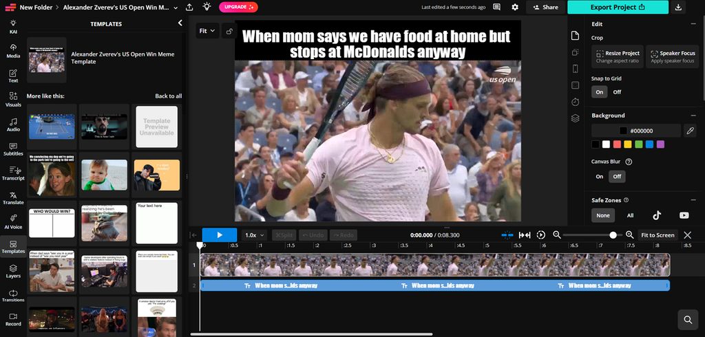 adjusts captions across meme footage