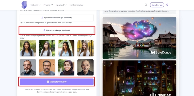 upload reference face particular face video