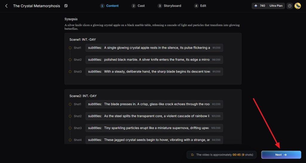 edit generated video storyboard