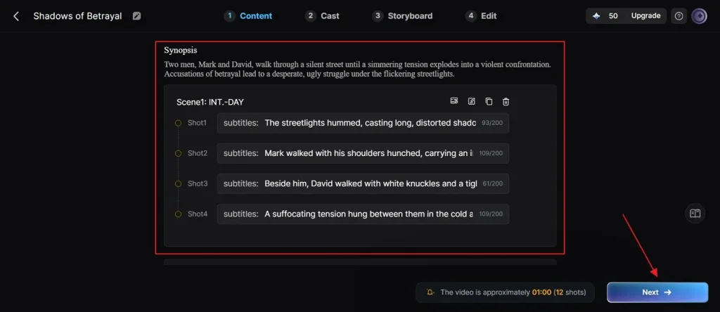 preview the generated ai video scene