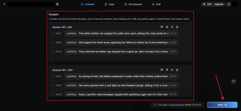 preview the generated ai cat video scene