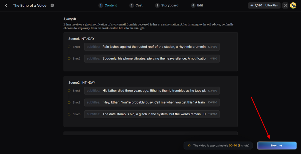 automatic scene planning interface