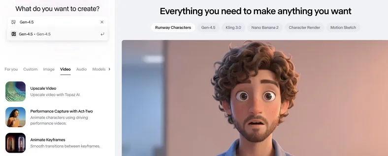 main interface runway anime generation