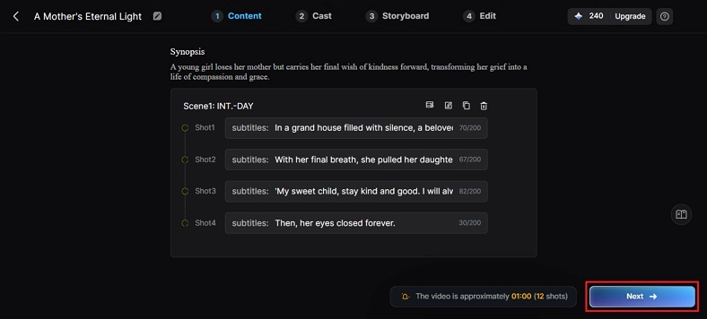review scene layout synopsis content