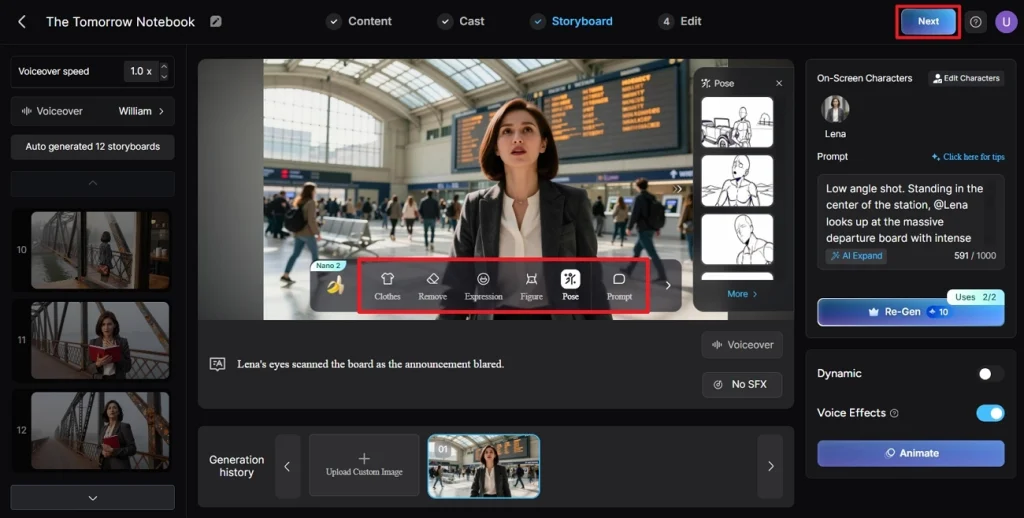 change clothes poses magiclight storyboard