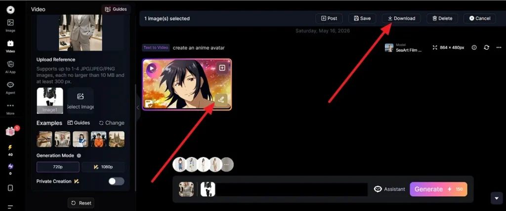 pick the download or edit option
