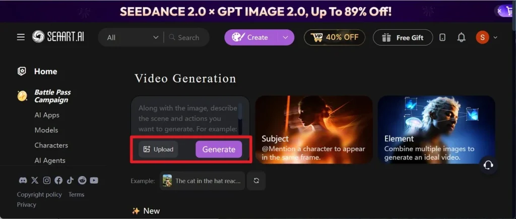 tap the upload and generate button