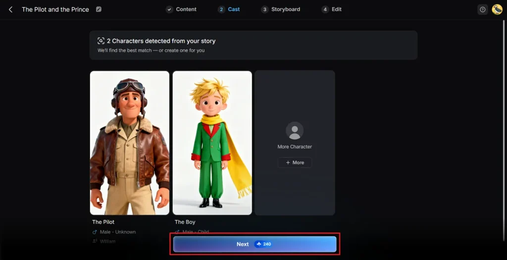 pick or edit character magiclight ai
