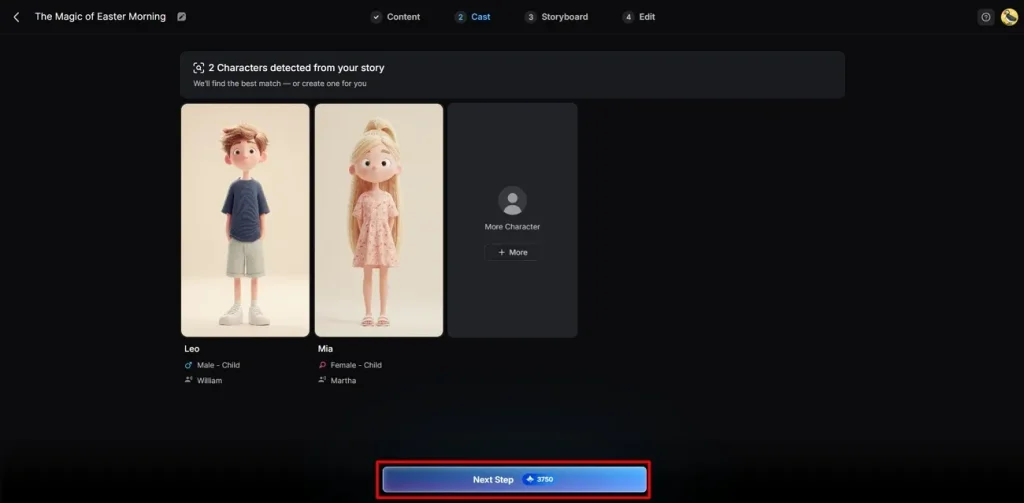 choose ai video character