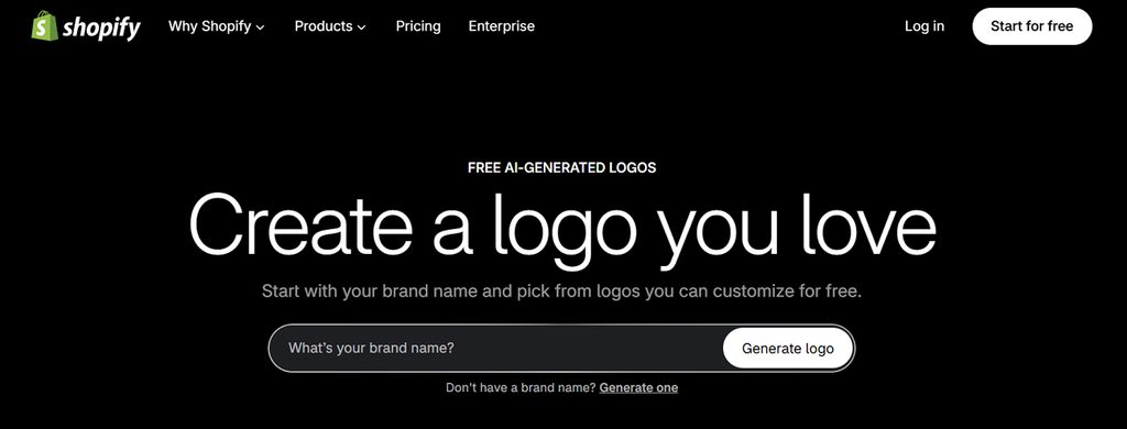 shopify page for creating a logo