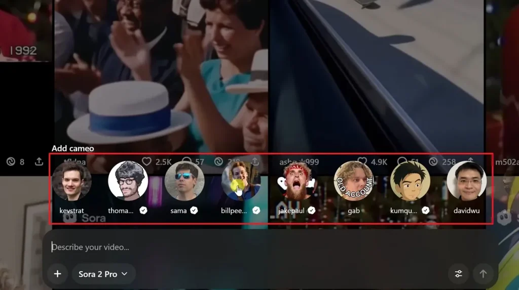 choose cameo in sora