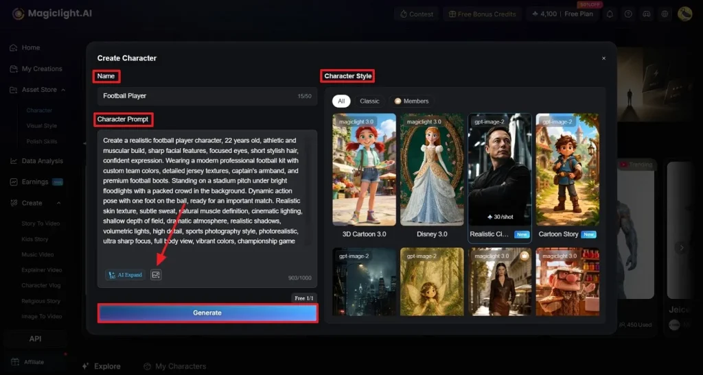 add character name style prompt