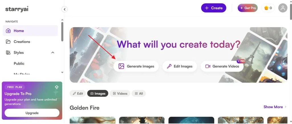 open image generation feature