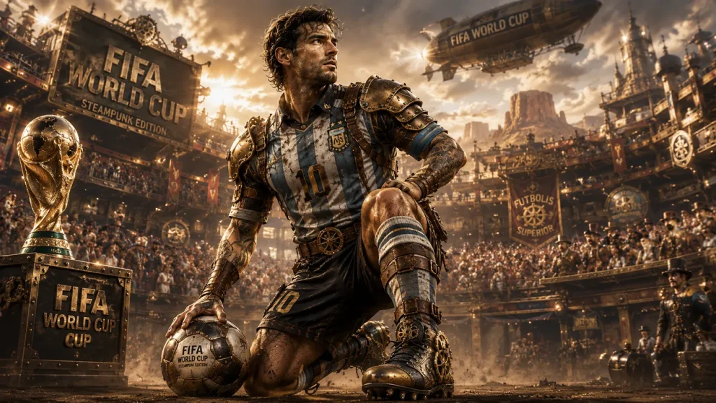 steampunk football character in stadium