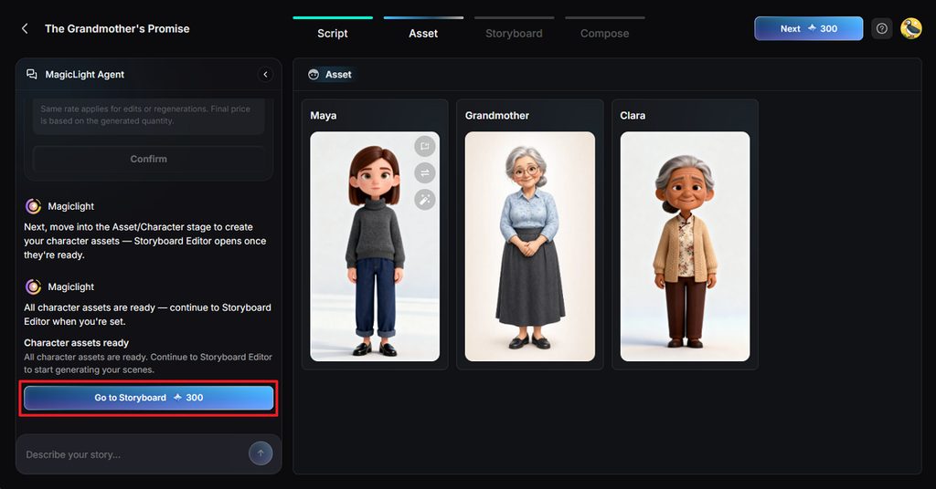 checking generated characters against script