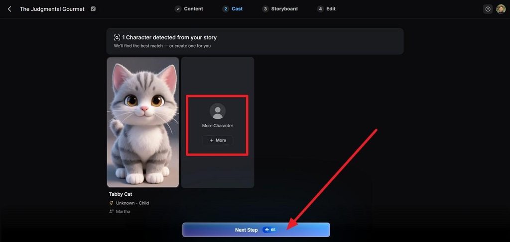 select consistent characters for video