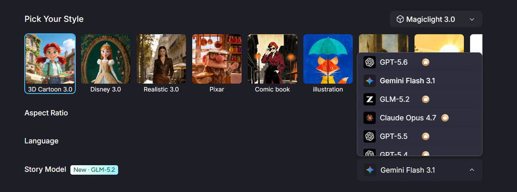 pick story model for music video