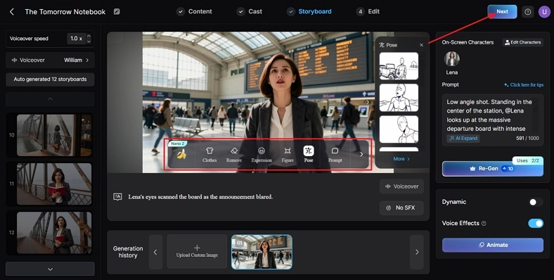 adjust video elements storyboard