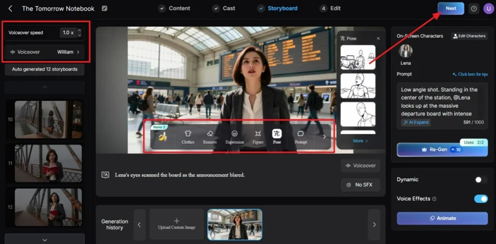 make tweaks in storyboard panel