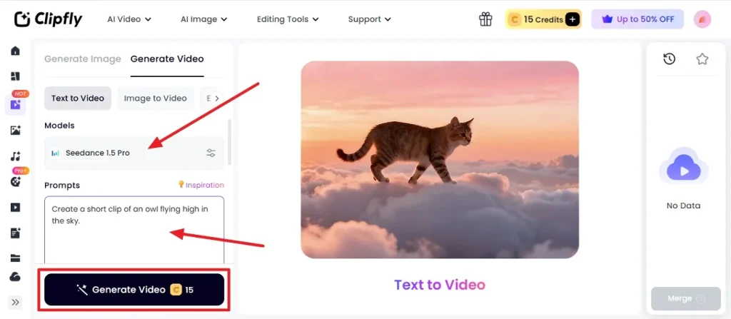 choose model and select generate video