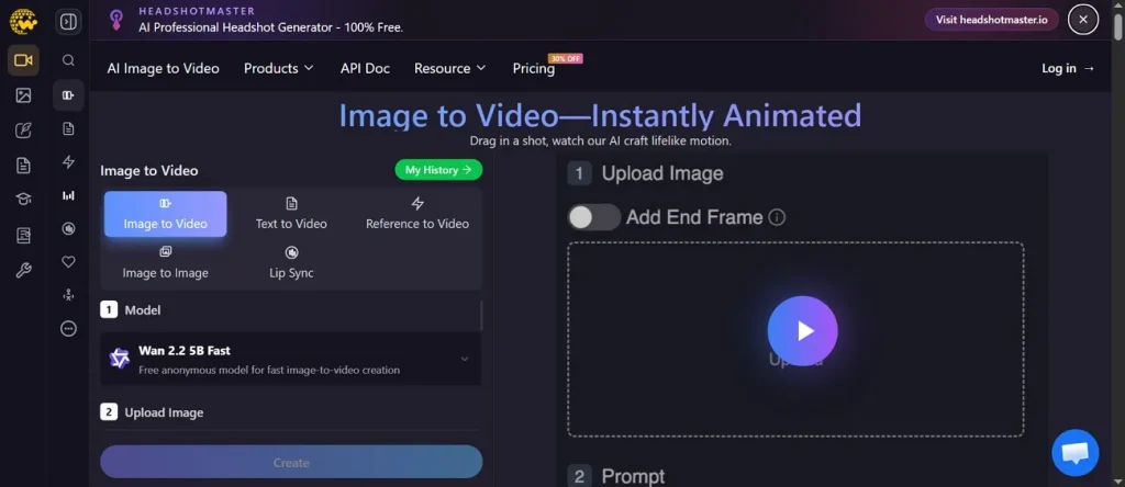 generate video from image interface supawork ai