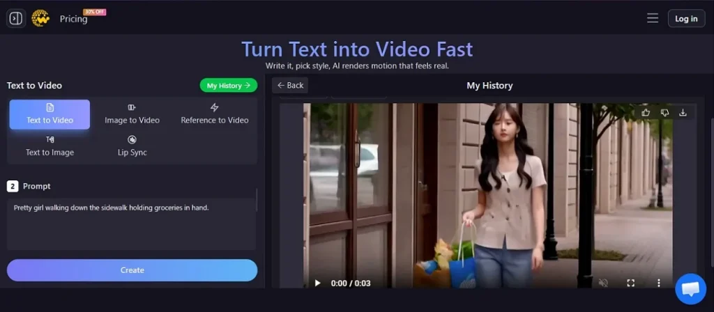 input prompt and convert to video