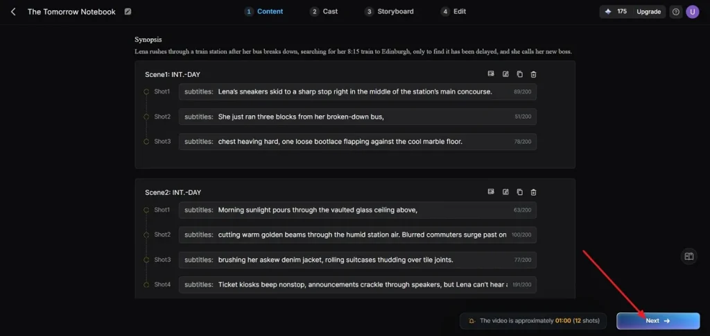 review story scene breakdown