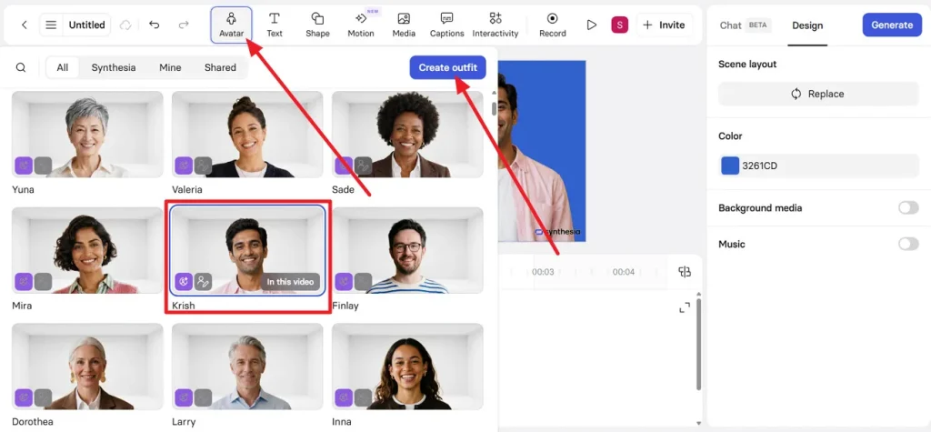choose avatar for video
