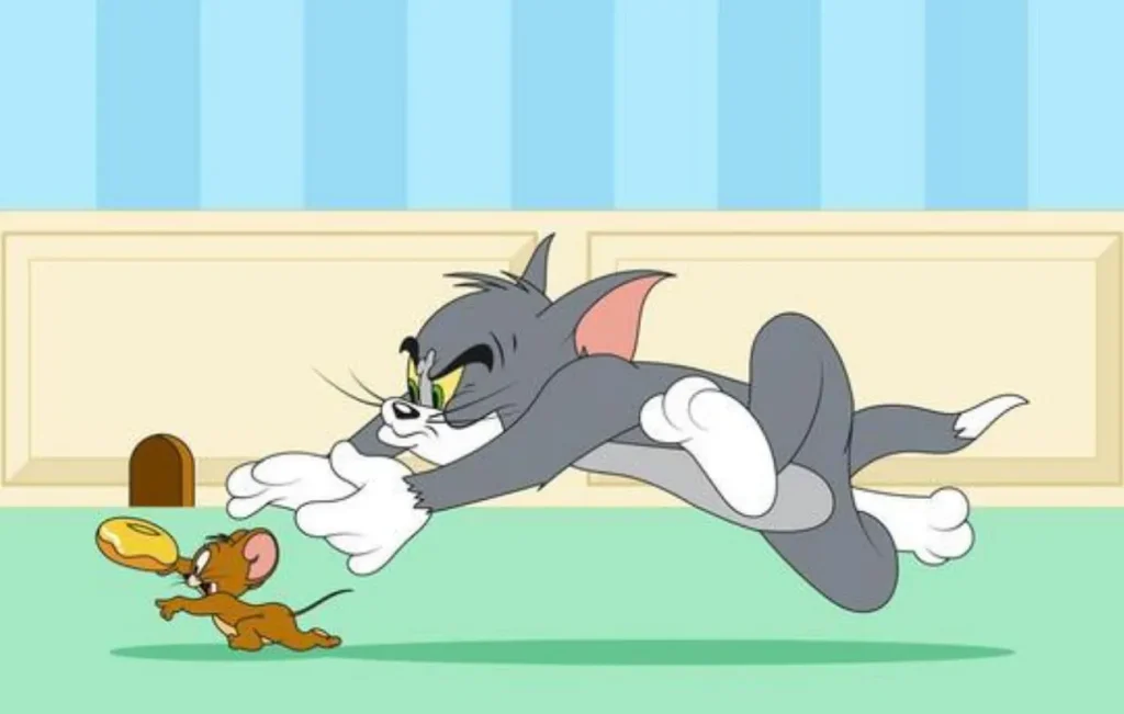 tom chasing jerry indoors