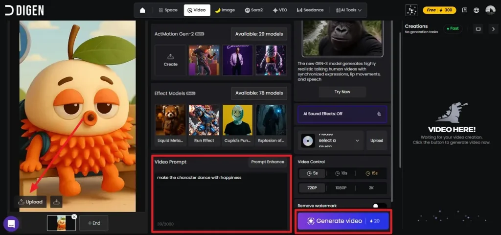 upload image for video