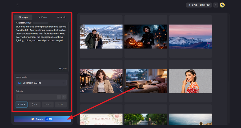 upload photo and describe face blur