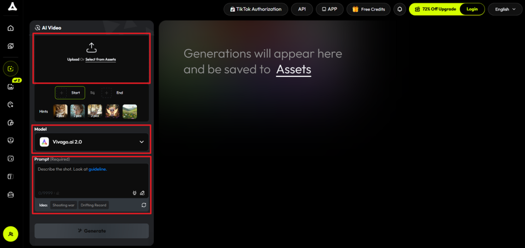 enter prompt and select model