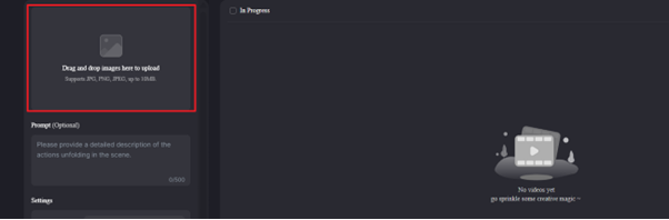 image upload options interface