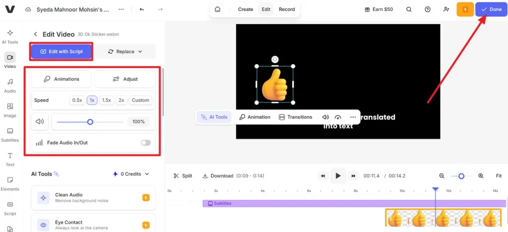 edit subtitles and video