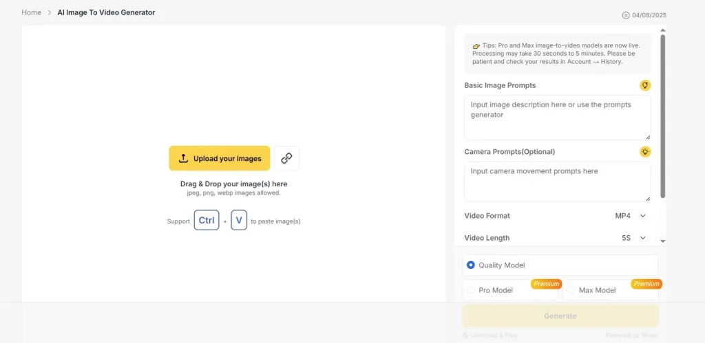 generate video from image vheer ai