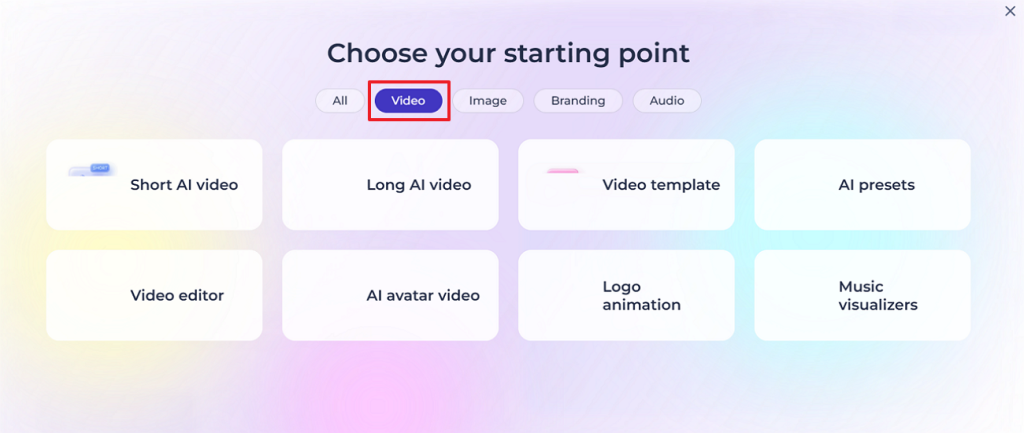 choose short video workspace
