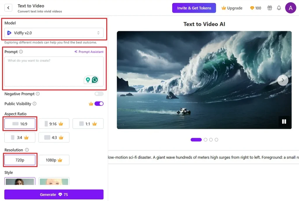 set vidfly video prompt