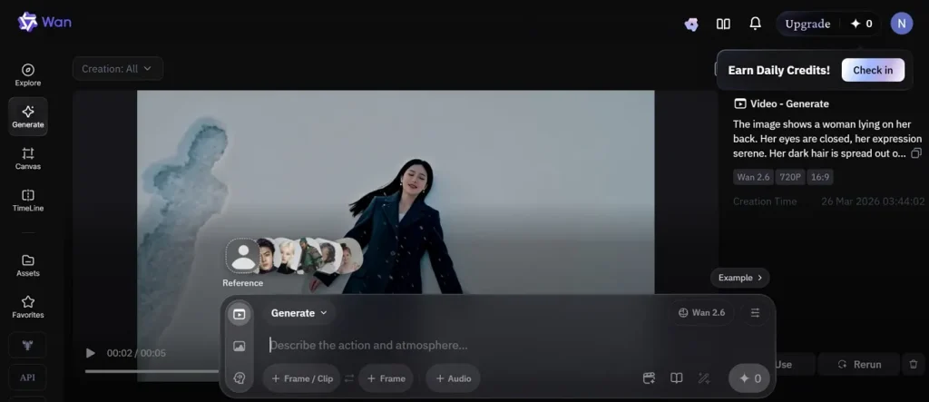 wan ai video editor screen